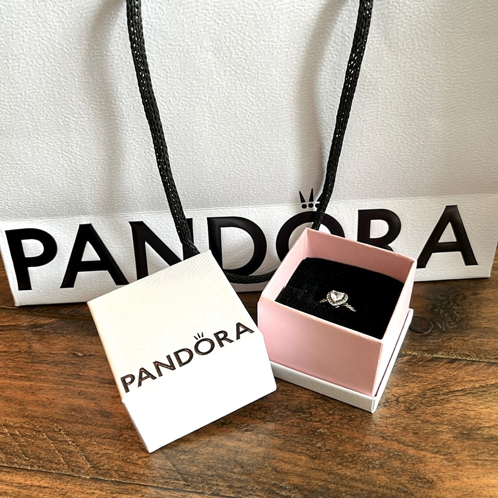 Pandora Elevated Heart Ring in Sterling Silver, size 7.5